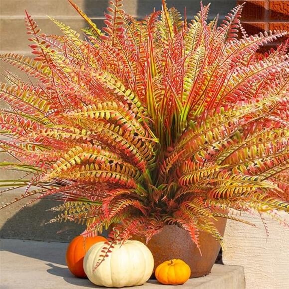 22-Piece Artificial Outdoor Plants Set: UV-Resistant Fake Ferns & Fall Flowers - Picture 8 of 8